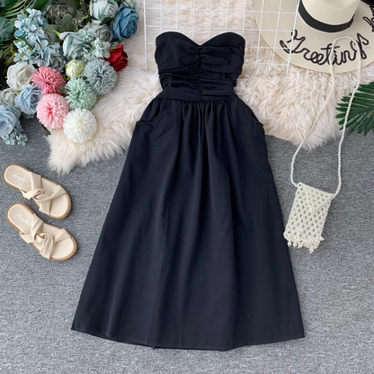 Off The Shoulder Mid Length Prom Dress Simple Evening Dress 1714
