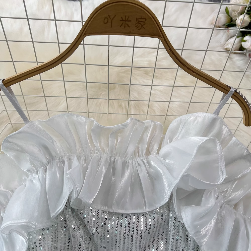 Spaghetti Straps Sequined Mermaid Prom Dress Fairy Birthday Party Dress 1791