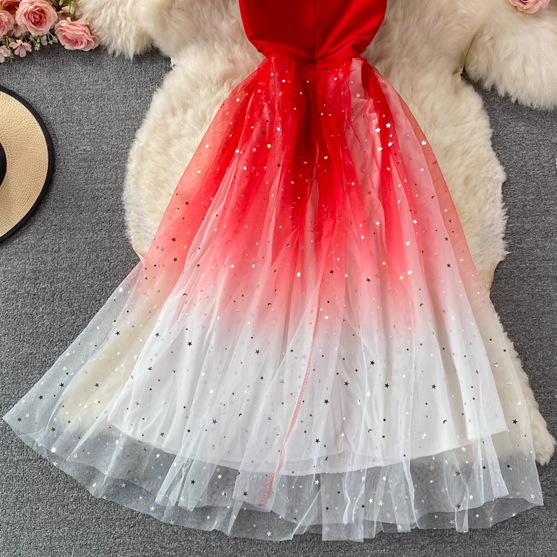 Fairy Sparkling Gradient Mid-length Evening Dress 1796