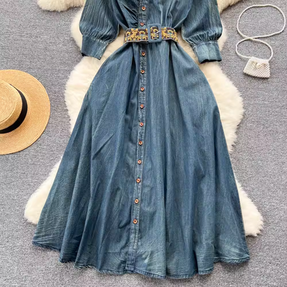 Retro Short-sleeved Autumn A-line Skirt 1855