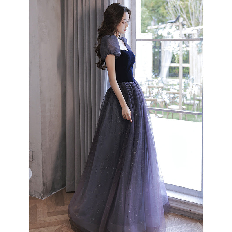 A Line Long Prom Dress Sweet Bow Tie Evening Dress Formal Gown 86
